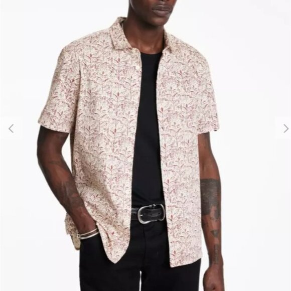 John Varvatos Sean print shirt size M color Cranberry NWT mspr198